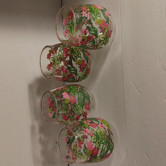 Stemless Acrylic Wine Glasses in Tiger Lilly by Lilly Pulitzer Set of 4 - Picture 7 of 11